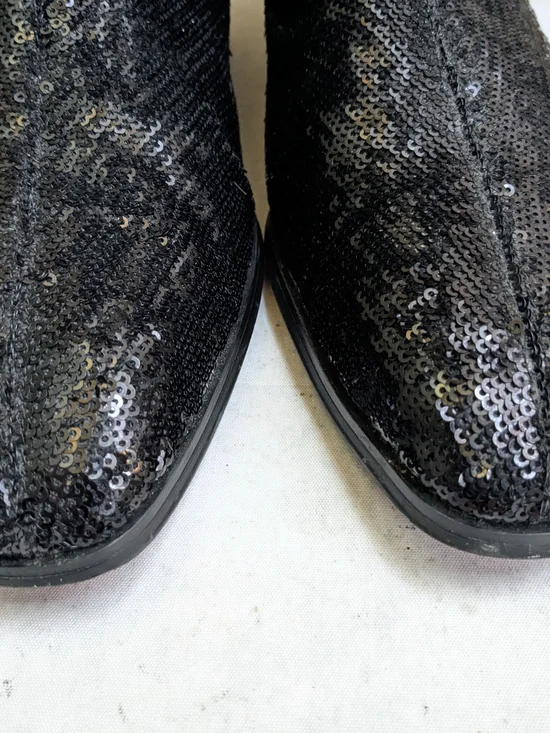 Christian Louboutin Side Zip Boots Black Sequins Men 12 45 - Picture 4 of 13